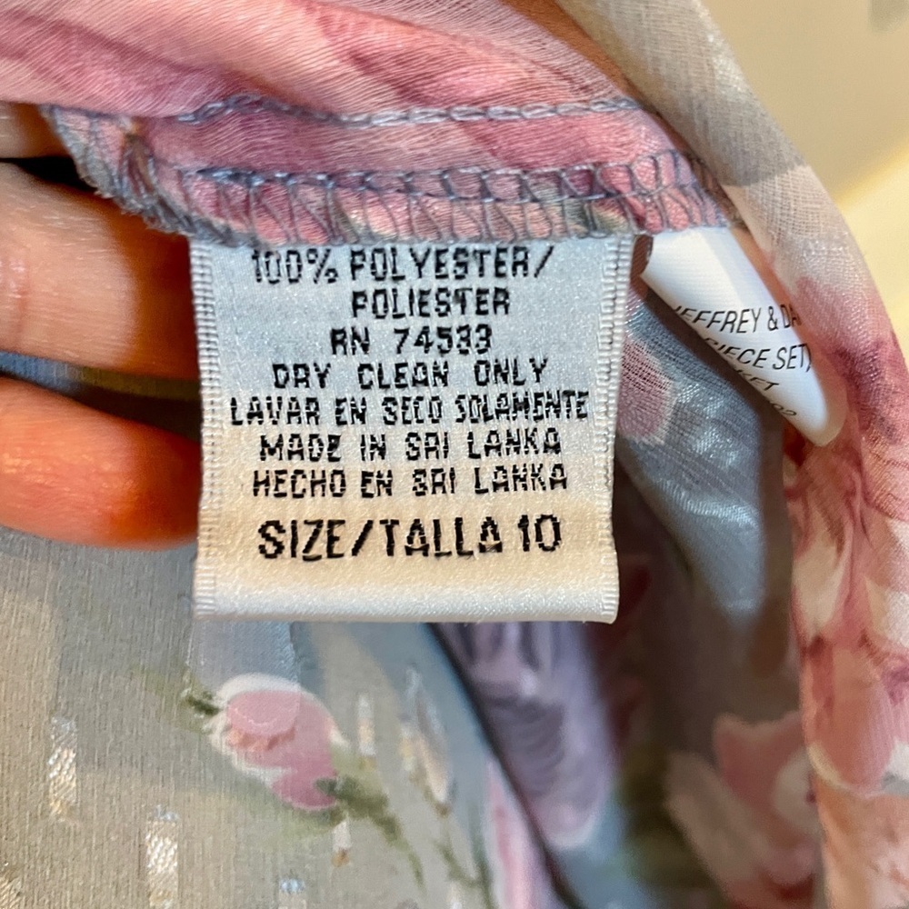 Jeffrey & Dara Evenings by Tom Barra 10 dress set cardigan floral 80s gray pink - Picture 6 of 7